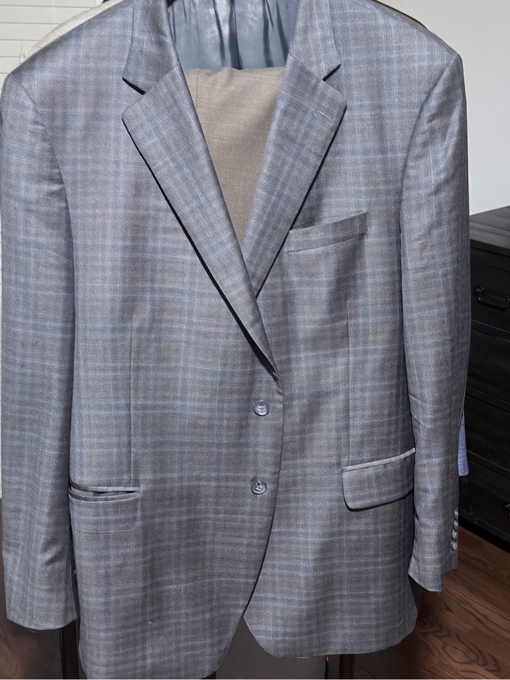 Peter Millar Light Gray Plaid Sport Coat